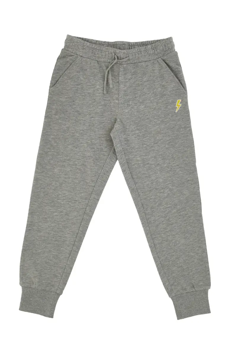 Pantaloni Grigi con Logo Ricamato Pitt Kids PT-B-FP-05022 [GREY MELANGE]