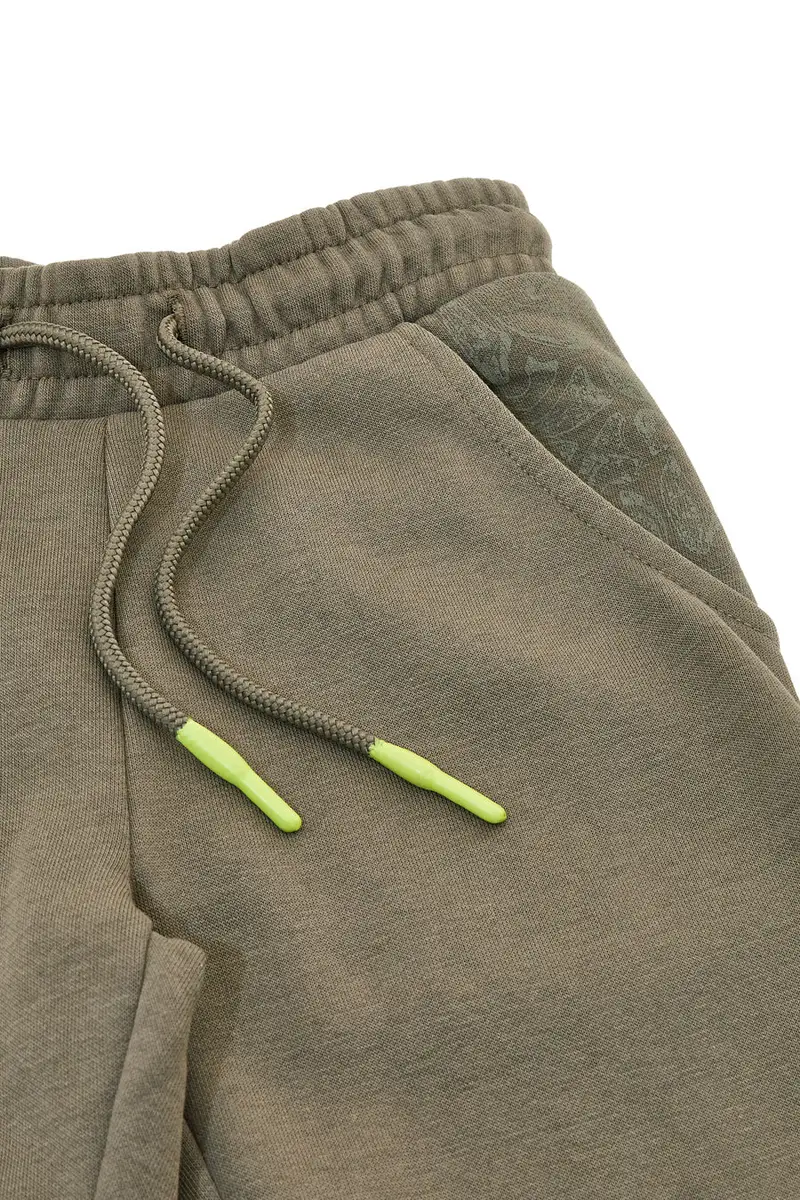 Pantaloni jogger verde militare con rinforzi ricamati Pitt Kids PT-KP-8004 [CORDA] miniatura 3