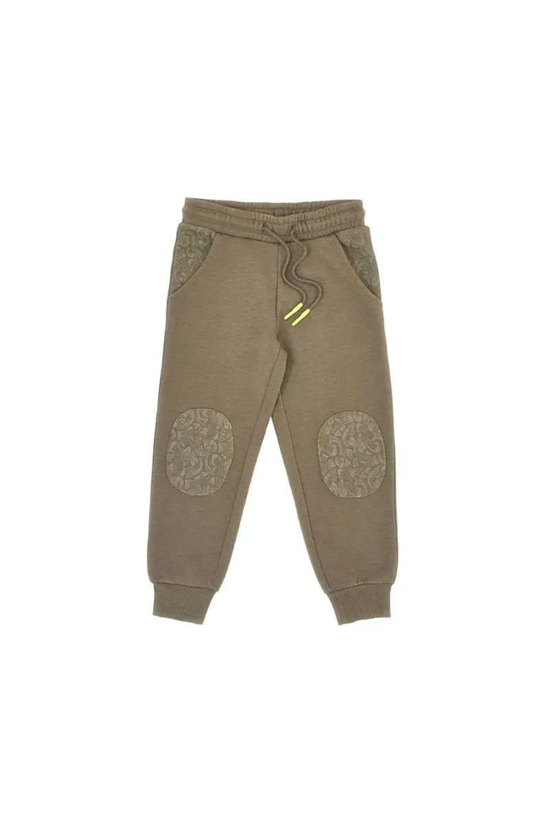 Pantaloni jogger verde militare con rinforzi ricamati Pitt Kids PT-KP-8004 [CORDA]
