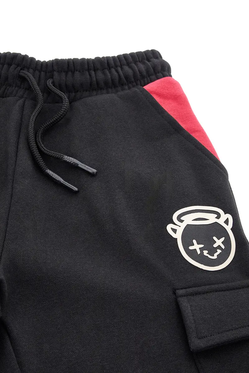 Pantaloni neri con inserti rossi e tasca laterale Pitt Kids PT-KP-8007 [NERO] miniatura 2