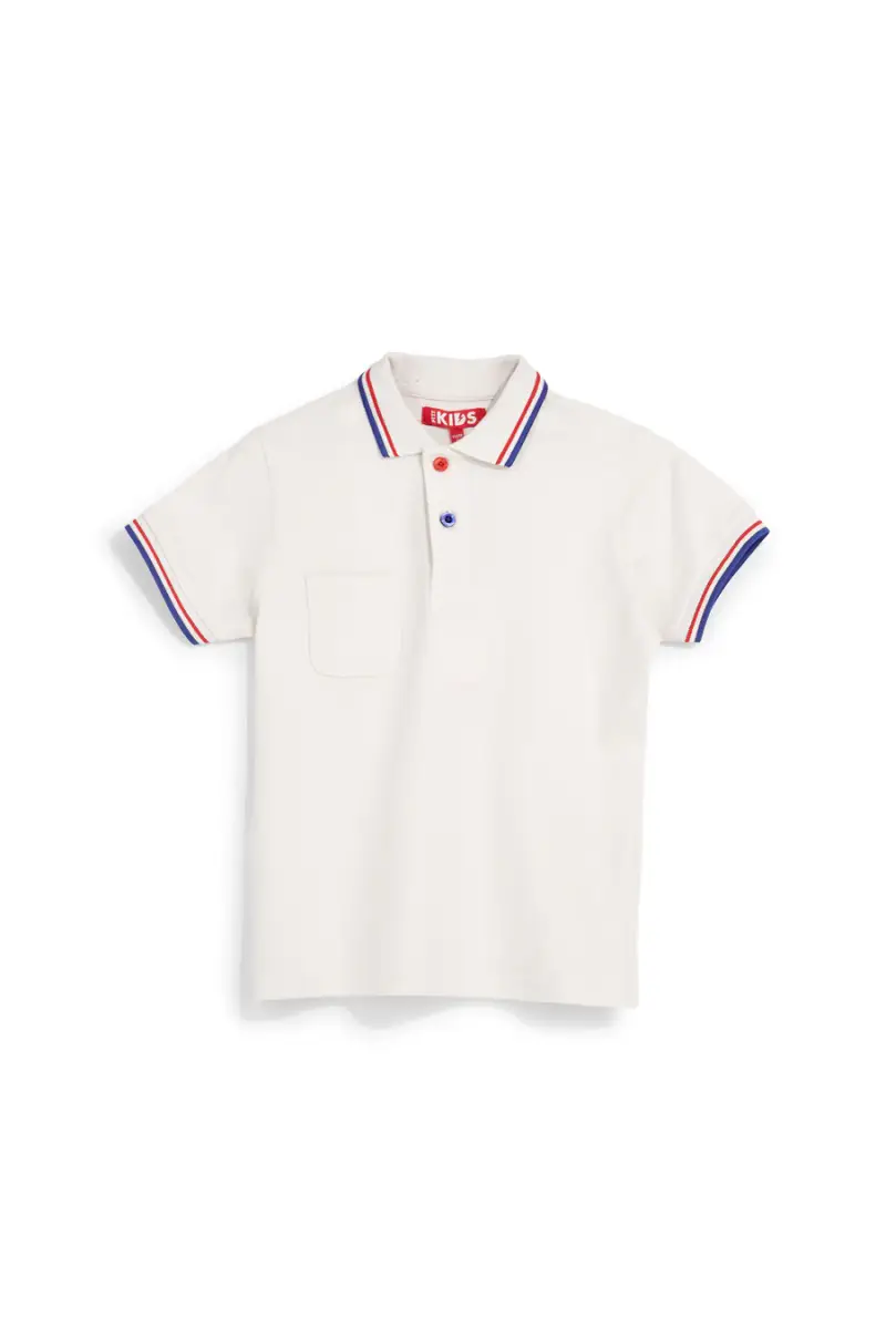Polo bianca con colletto a contrasto Pitt kids Pt-b-pl-9053 [BIANCO]