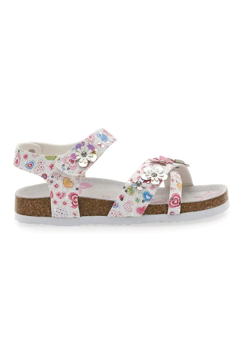 Sandali bianchi con stampa floreale e strappo Pitt Kids 14407 [BIANCO]