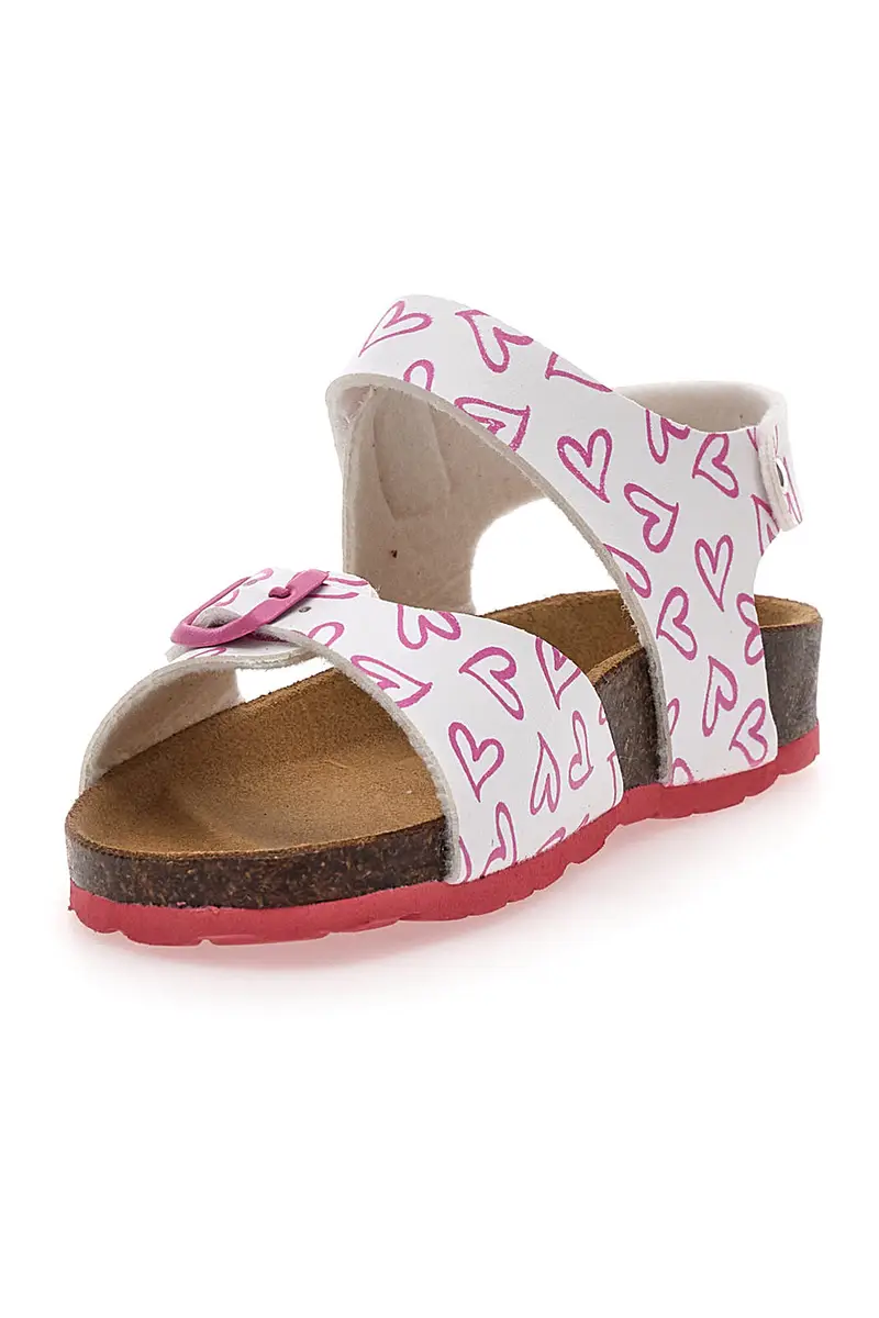 Sandali Bianchi e Rosa Con Strappo In Velcro Plantare In Pelle Pitt Kids 45289 [BIANCO miniatura 3