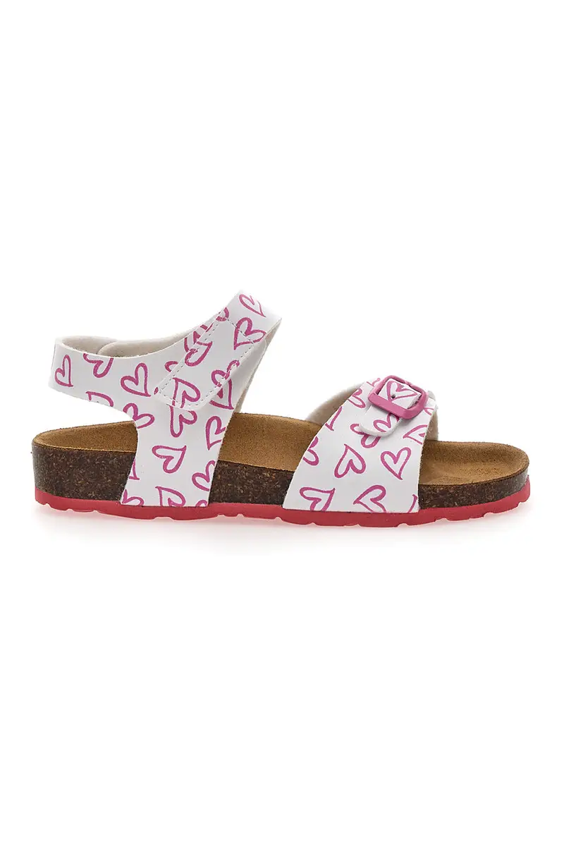 Sandali Bianchi e Rosa Con Strappo In Velcro Plantare In Pelle Pitt Kids 45289 [BIANCO