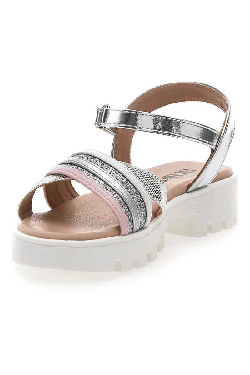 Sandali da bambina argento con cinturino regolabile Pitt kids 392640S [ARGENTO] miniatura 4