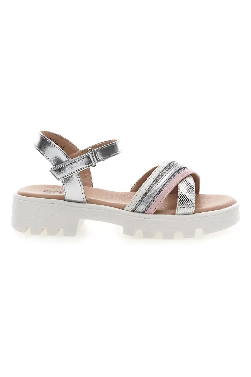 Sandali da bambina argento con cinturino regolabile Pitt kids 392640S [ARGENTO]