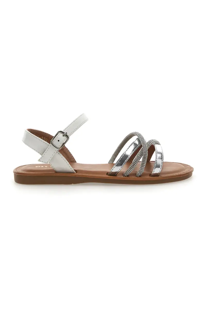 Sandali Eleganti Bianchi e Argento con Strass Pitt Kids 392433 [ARGENTO]