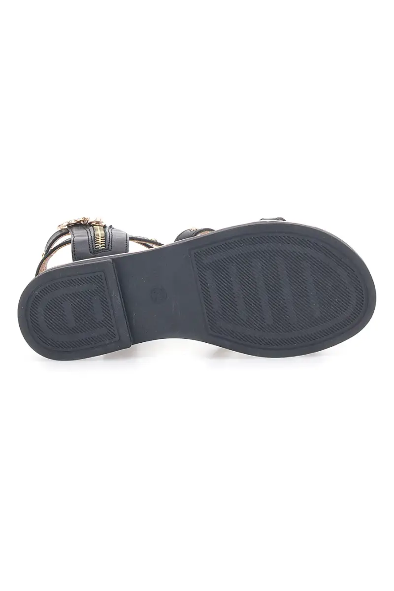 Sandali neri con dettagli oro e zip posteriore Pitt Kids 39G2538S [NERO] miniatura 5