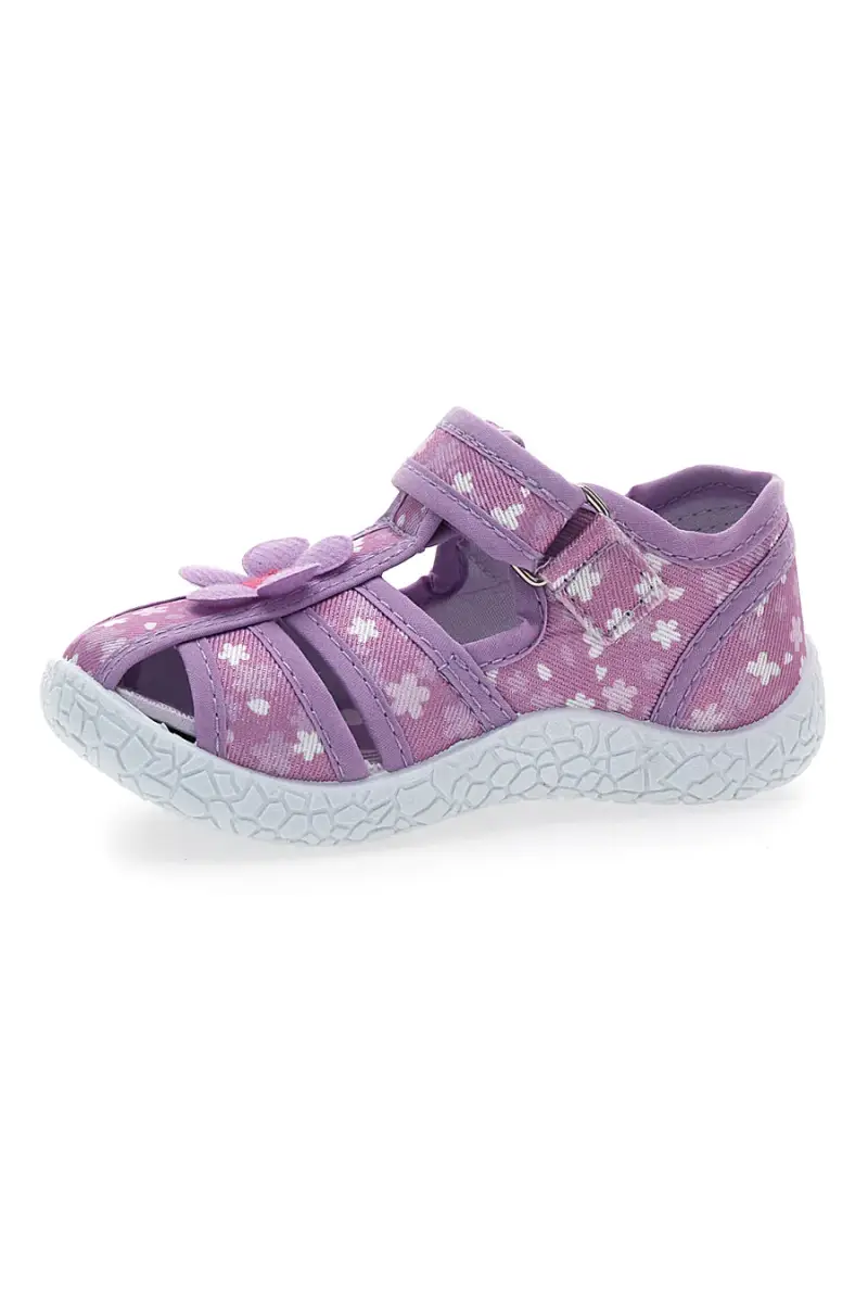 Sandali Viola Morbidi con Fiorellini e Velcro PITT KIDS PK2876A [VIOLA] miniatura 4