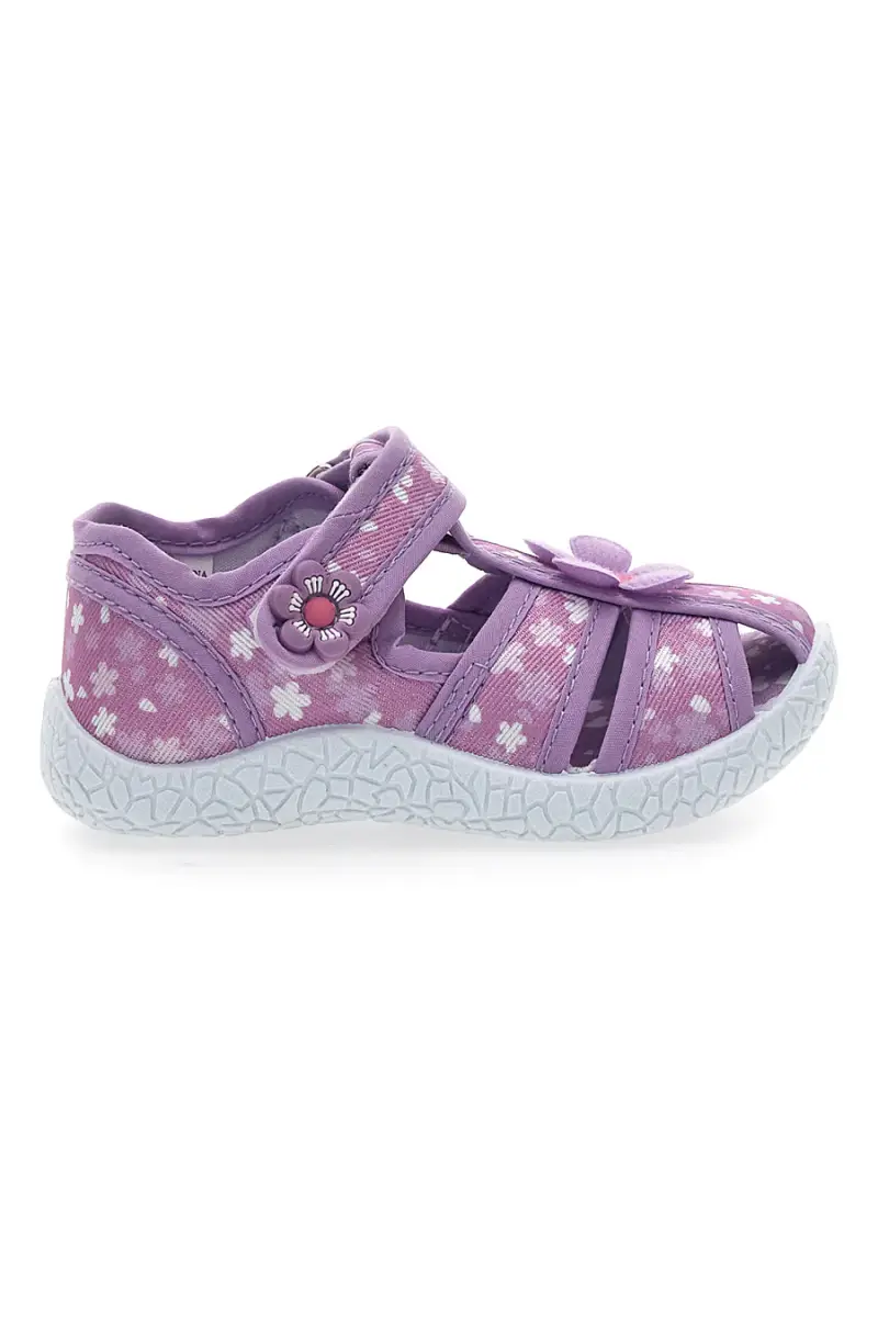 Sandali Viola Morbidi con Fiorellini e Velcro PITT KIDS PK2876A [VIOLA]