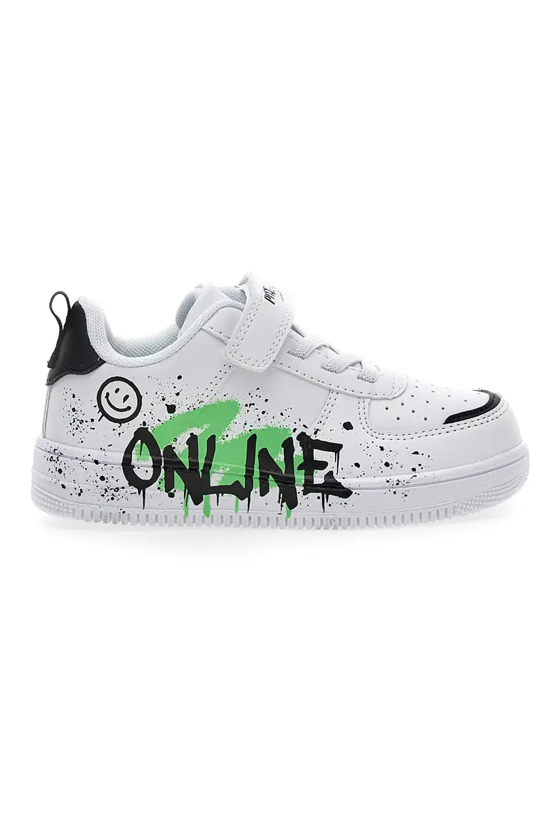 Sneakers bianche con stampa colorata Pitt Kids K22355 [BIANCO]