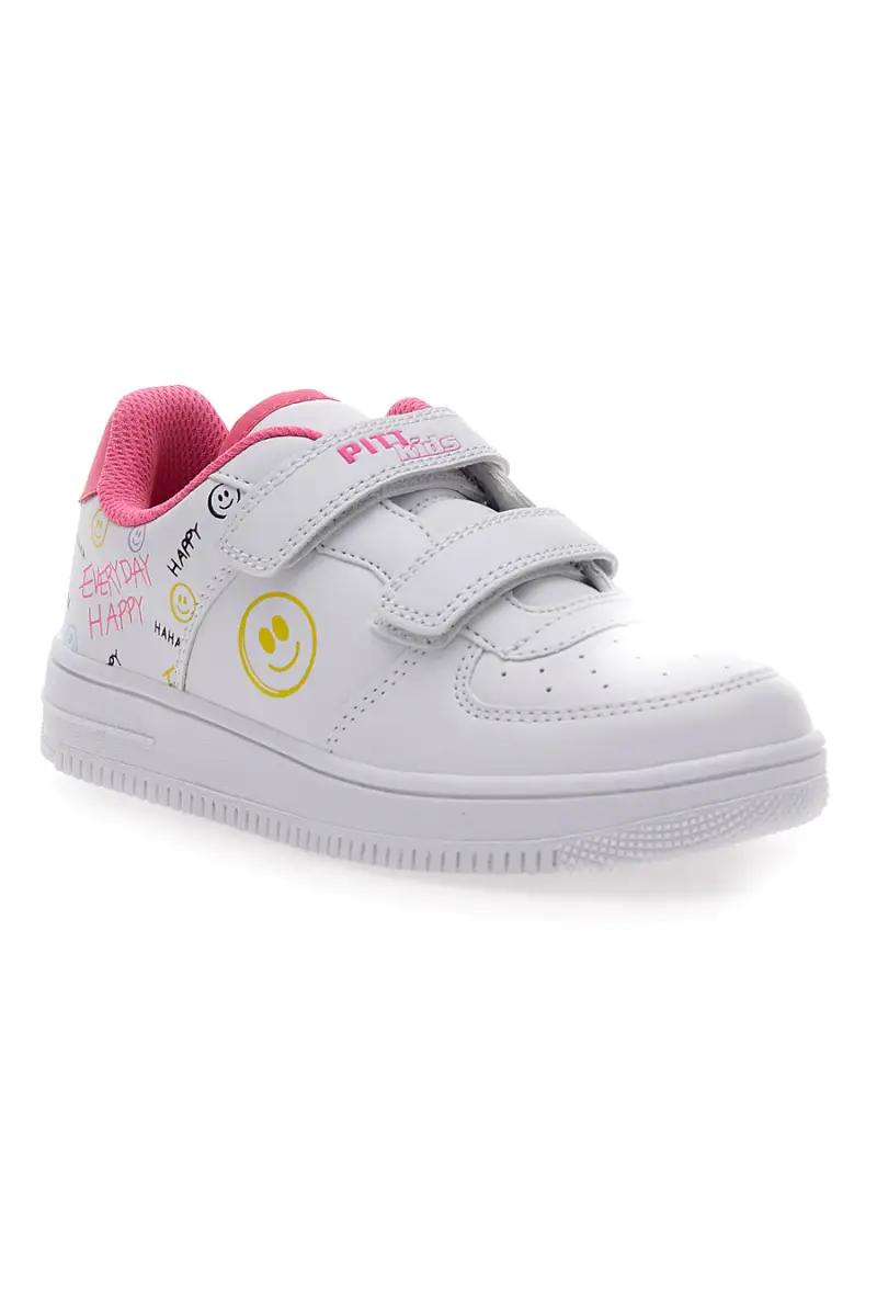 Sneakers Bianche con Velcro e Dettagli Colorati PITT KIDS K191562 [BIANCO] miniatura 2