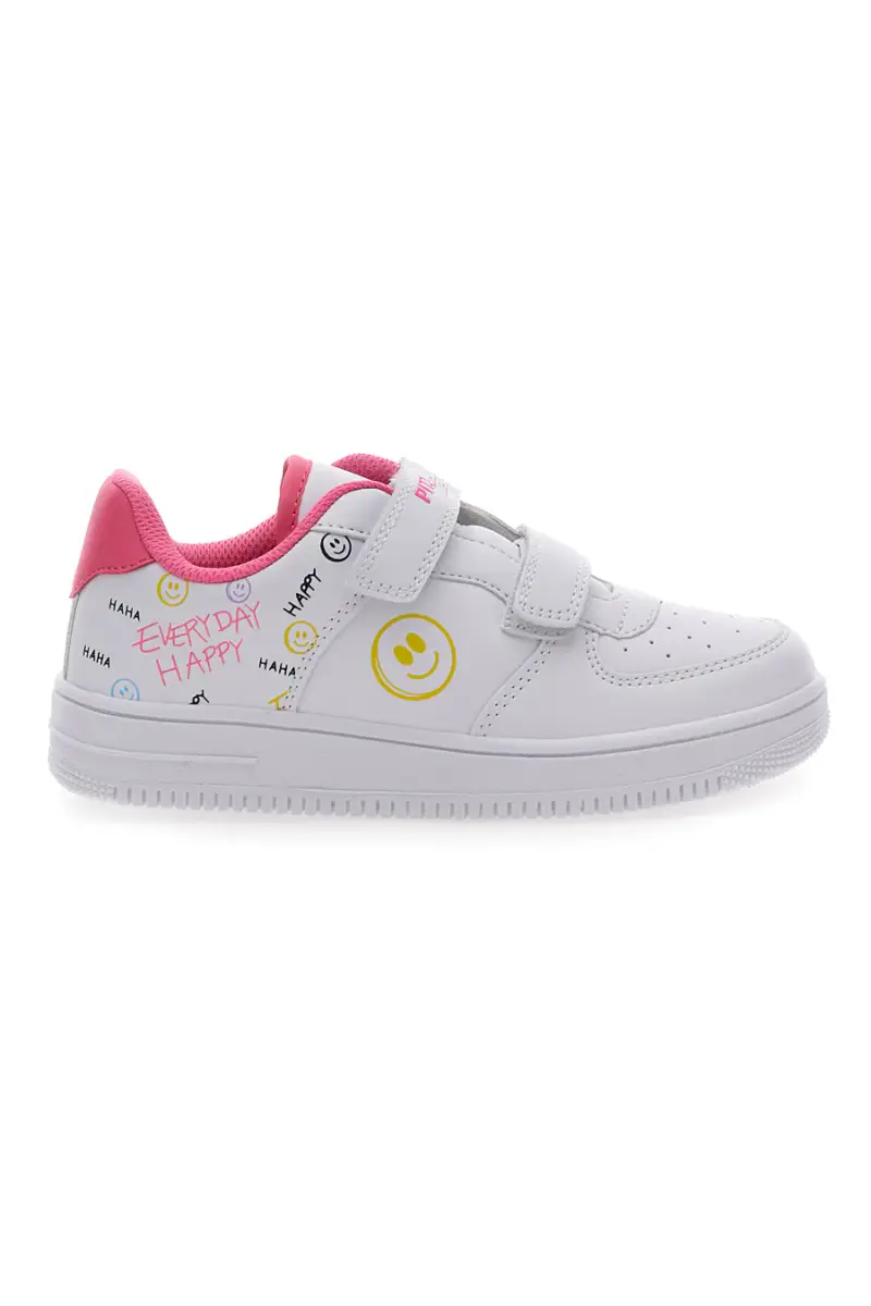 Sneakers Bianche con Velcro e Dettagli Colorati PITT KIDS K191562 [BIANCO]