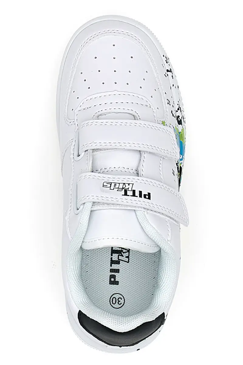 Sneakers Bianche con Velcro e Tomaia Traforata PITT KIDS K191562 [BIANCO miniatura 3