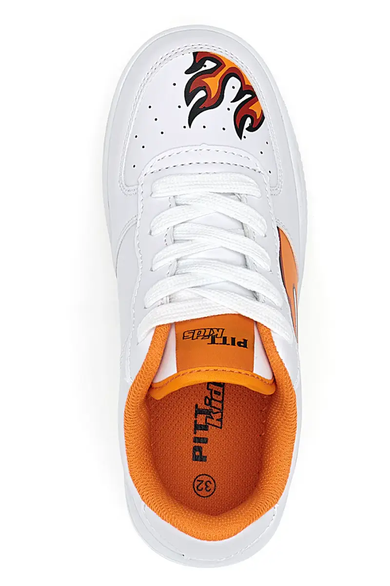 Sneakers Bianche e Arancione con Fuoco PITT KIDS K191562 [BIANCO miniatura 3