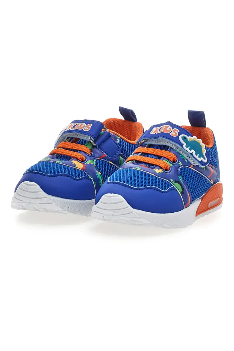 Sneakers blu e arancioni fantasia dinosauri primi passi Pitt kids PK2380A [BLU miniatura 3
