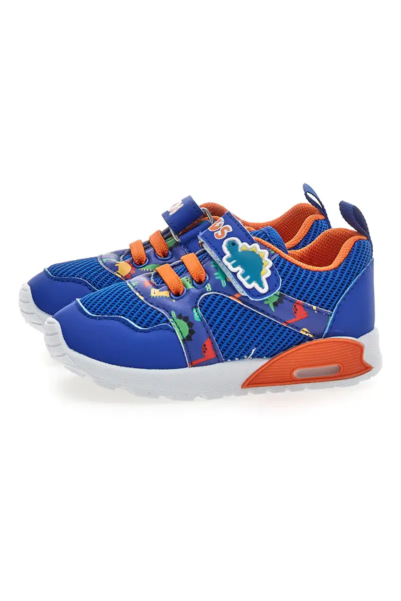 Sneakers blu e arancioni fantasia dinosauri primi passi Pitt kids PK2380A [BLU miniatura 4