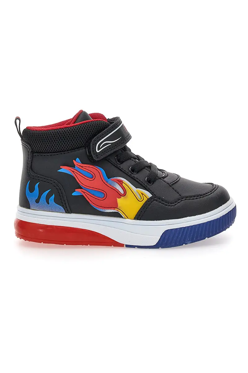 Sneakers nere alte con fiamme e luci Pitt Kids 114 [NERO]