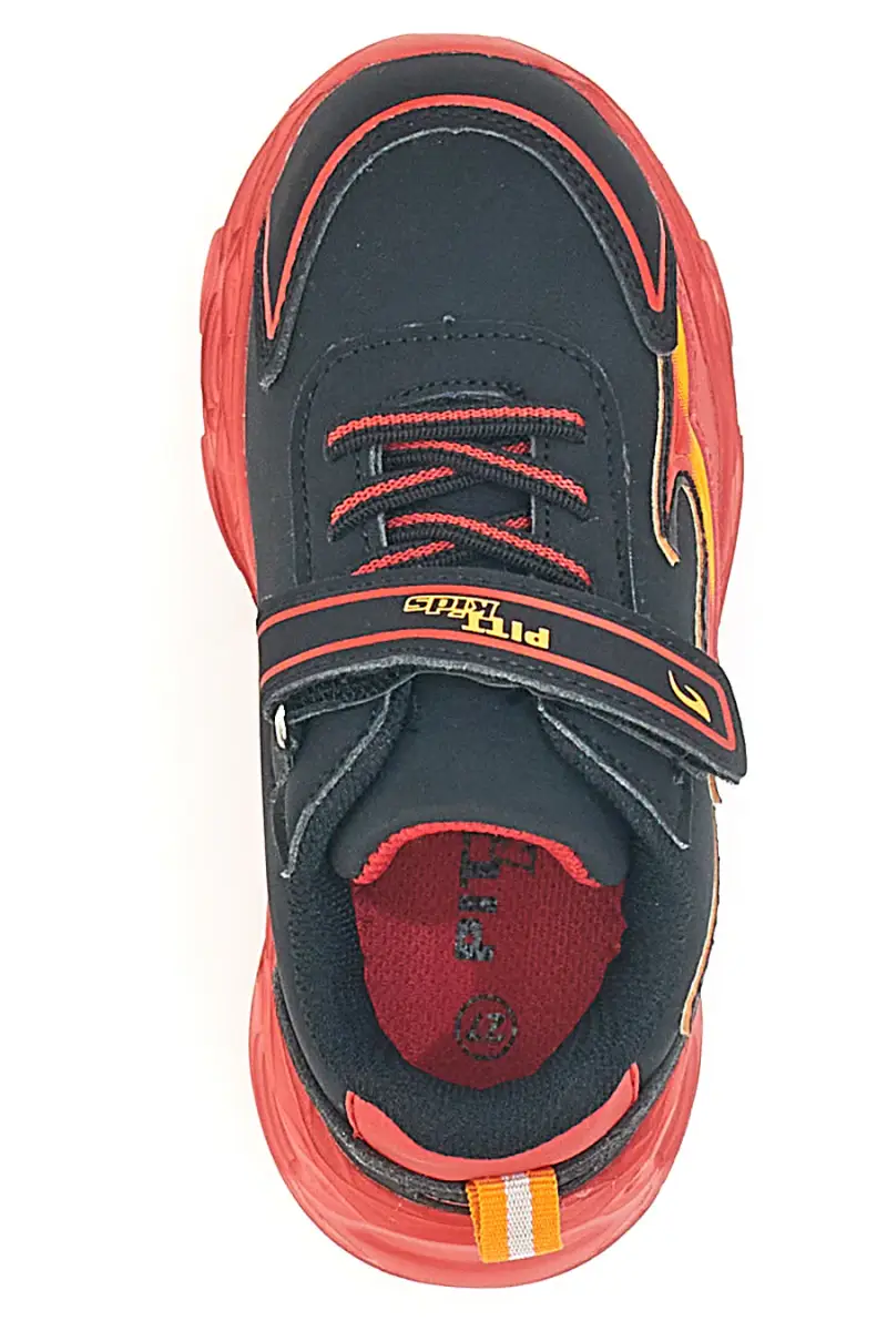Sneakers Nere con Fiamma Rossa Laterale e Luci Pitt Kids K22886 [NERO] miniatura 5