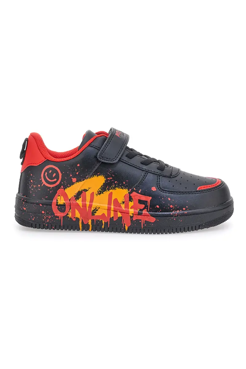 SNEAKERS NERE CON STAMPA COLORATA PITT KIDS K22355 [NERO]