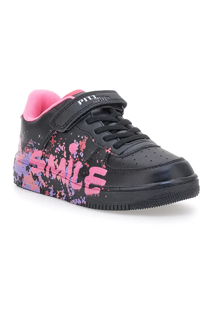 Sneakers nere e rosa con stampa colorata PITT KIDS K191562 [NERO] miniatura 2