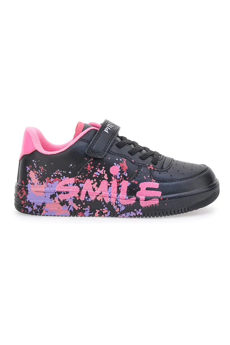 Sneakers nere e rosa con stampa colorata PITT KIDS K191562 [NERO]