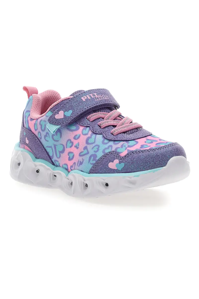 Sneakers Rosa e Viola con Velcro e Luci Integrate PITT KIDS K211270 [LILAC] miniatura 2