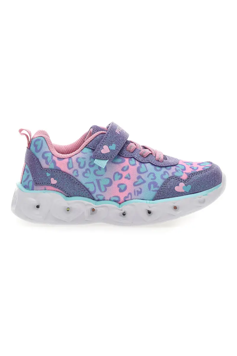 Sneakers Rosa e Viola con Velcro e Luci Integrate PITT KIDS K211270 [LILAC]