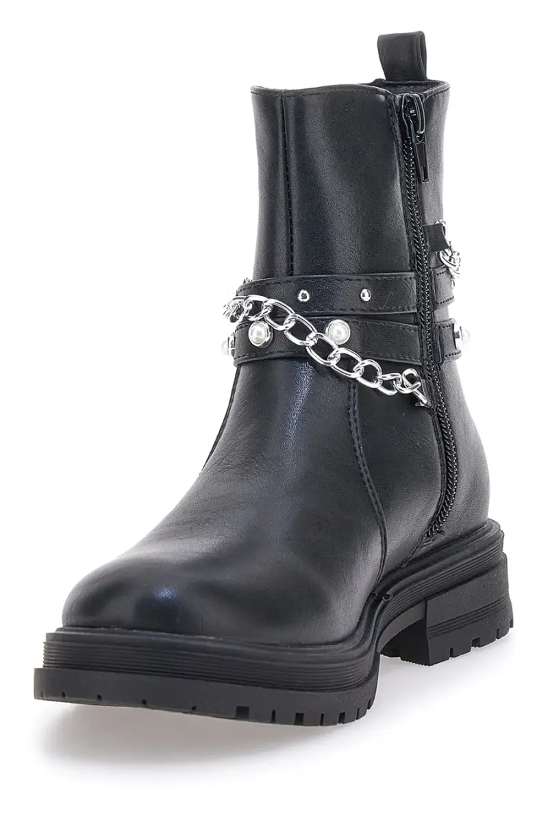 Tronchetti neri con catena e borchie Pitt Kids SKBS812 [NERO] miniatura 4