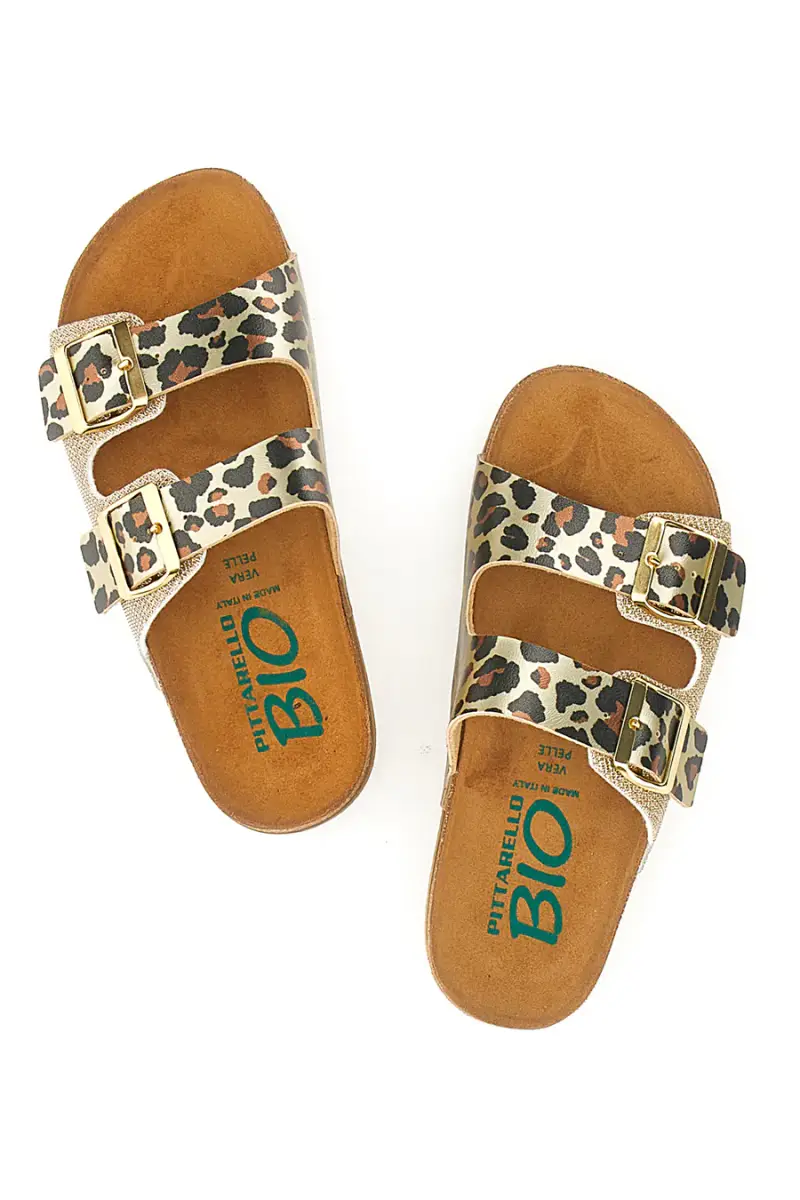 Ciabatte animalier oro con doppia fibbia PITTARELLO BIO 335P20630SR [CUOIO miniatura 3