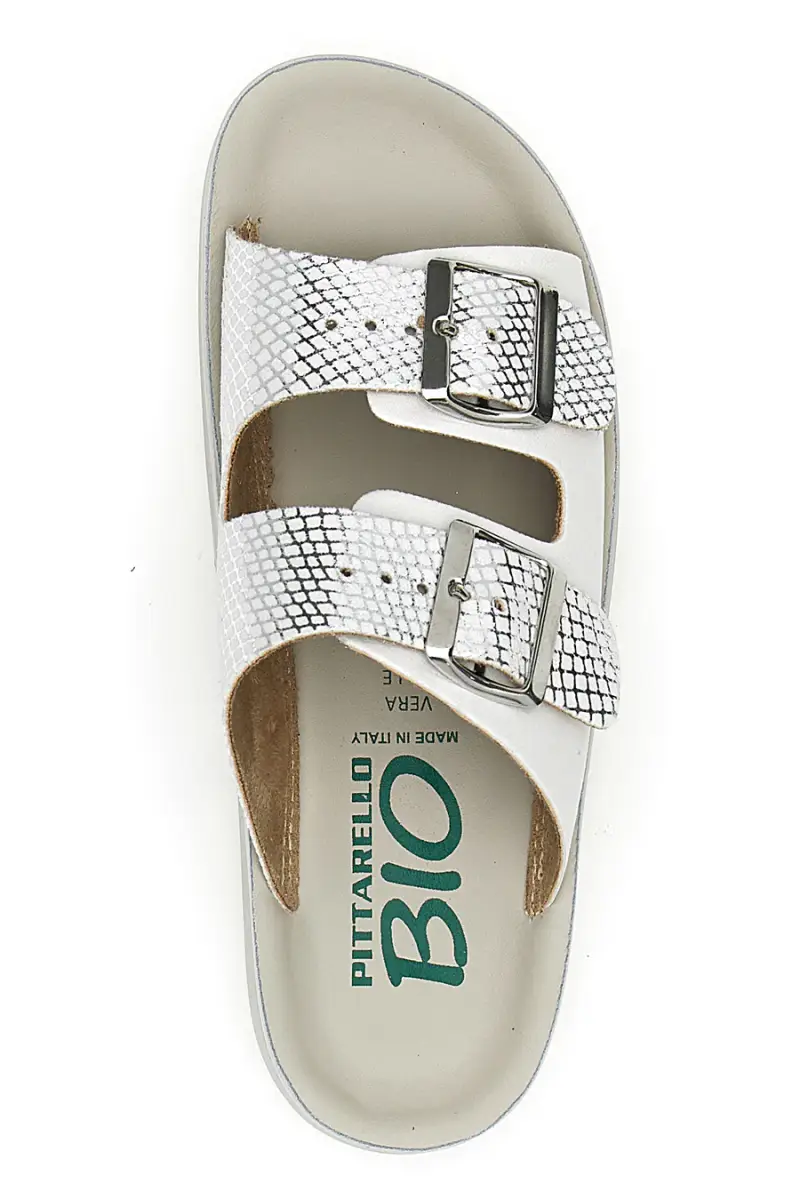 Ciabatte bianche con doppia fibbia e suola alta ondulata PITTARELLO BIO 392A206S [BIANCO miniatura 3