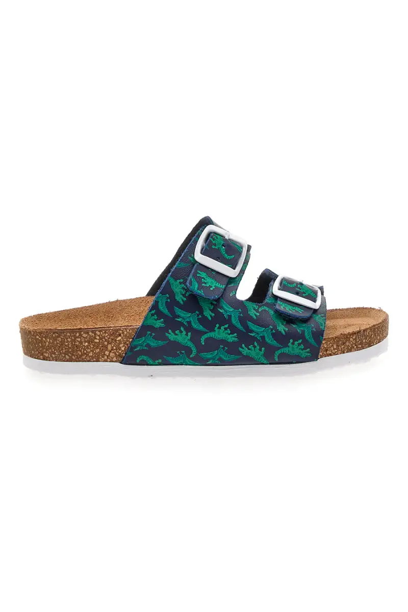 Ciabatte Blu e Verdi con Fibbia e Dinosauri Pittarello Bio 257206 [BLU