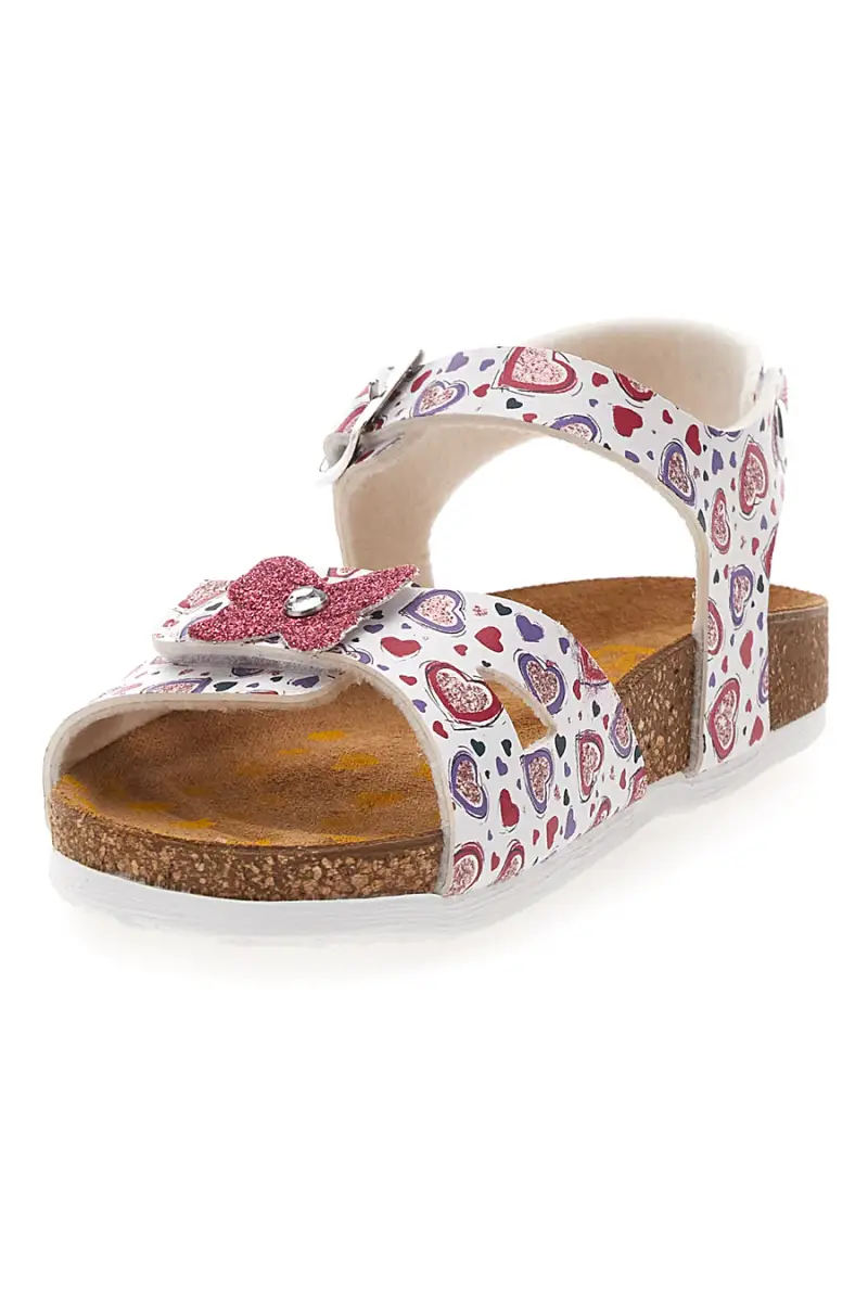 Sandali fantasia con fiocco glitter e plantare preformato Pittarello Bio 257A740SR [BIANCO] miniatura 4