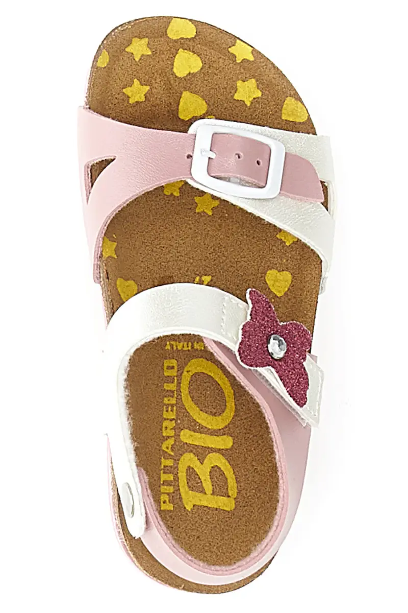 Sandali rosa e bianchi con fiocco glitter e plantare preformato Pittarello Bio 257A157SR [ROSA miniatura 3