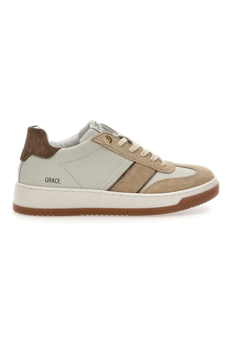Sneaker beige in vera pelle con inserti bronzo Pittarello Capsule Grace [BEIGE]