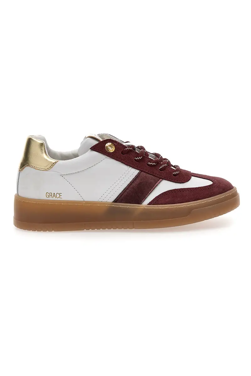 Sneakers bianche e bordeaux in pelle con dettagli oro Pittarello Capsule Grace Made in Italy [BIANCO