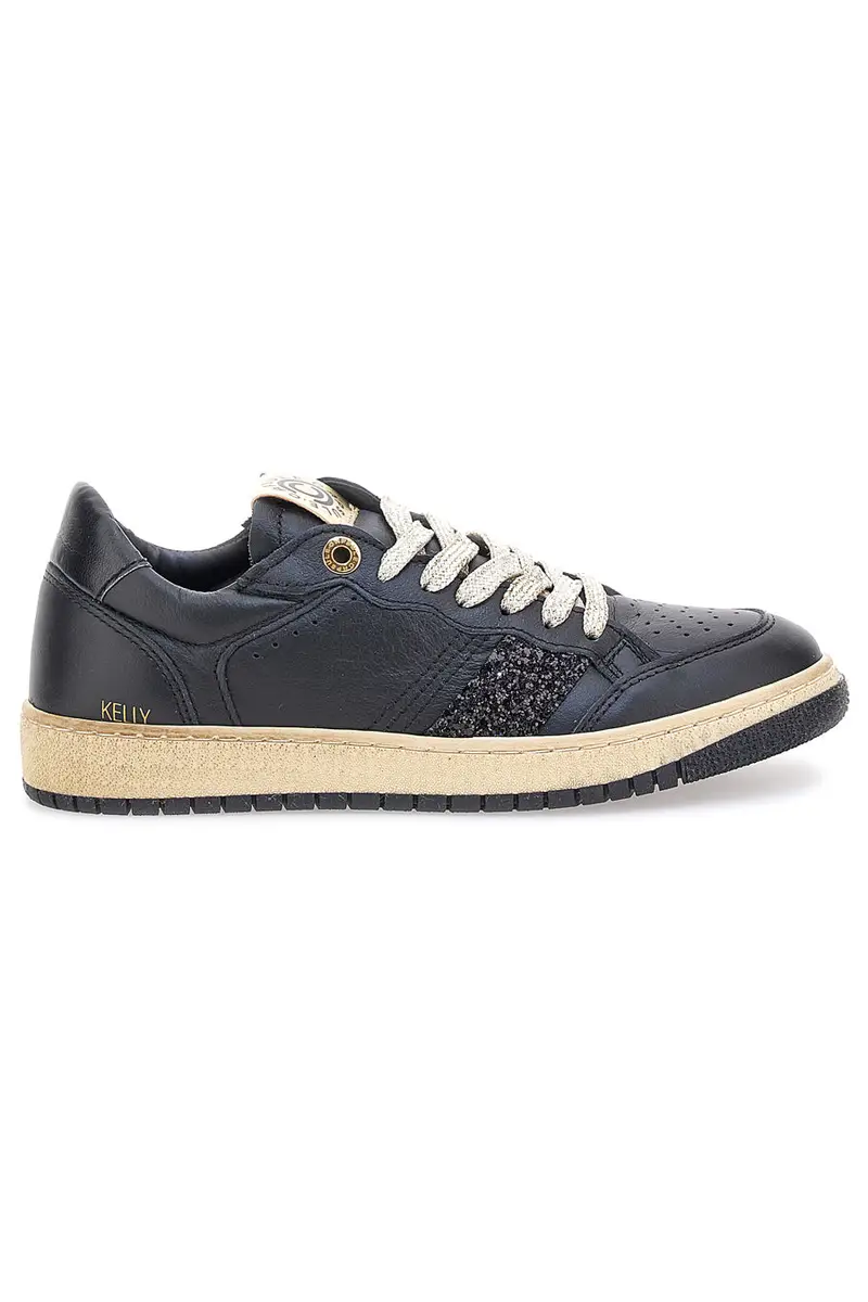 Sneakers nere in pelle con dettagli glitter Made in Italy Pittarello Capsule Kelly [NERO]