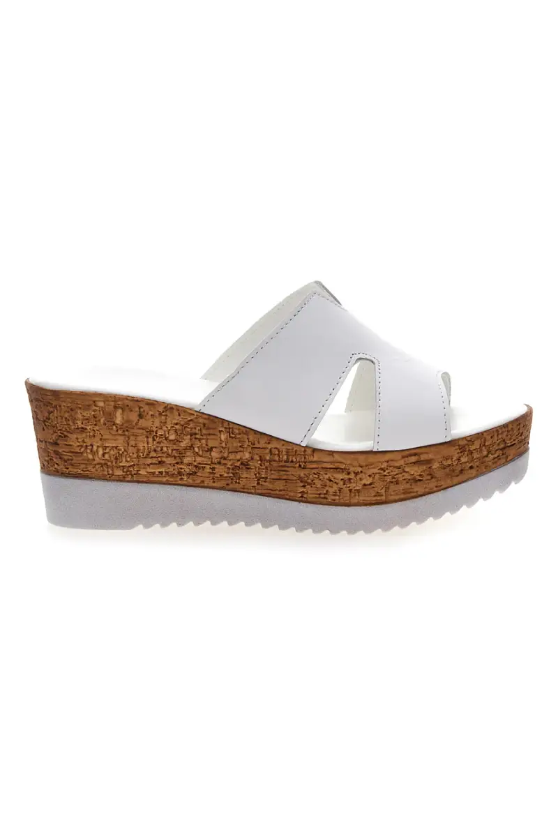 Ciabatte Bianche Con Fascia in Pelle e Platform Alto PITTARELLO 342070428 [BIANCO]