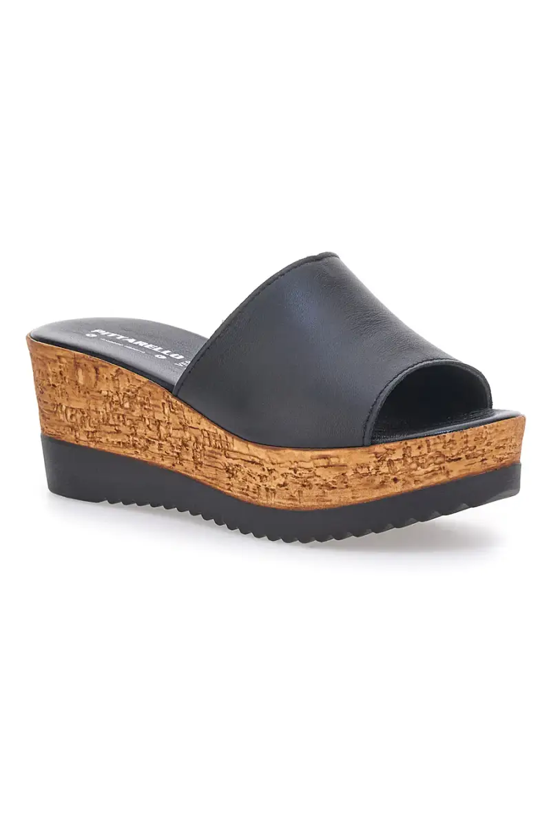 Ciabatte Nere con Fascia in Pelle Made in Italy PITTARELLO 233170428 [NERO] miniatura 2