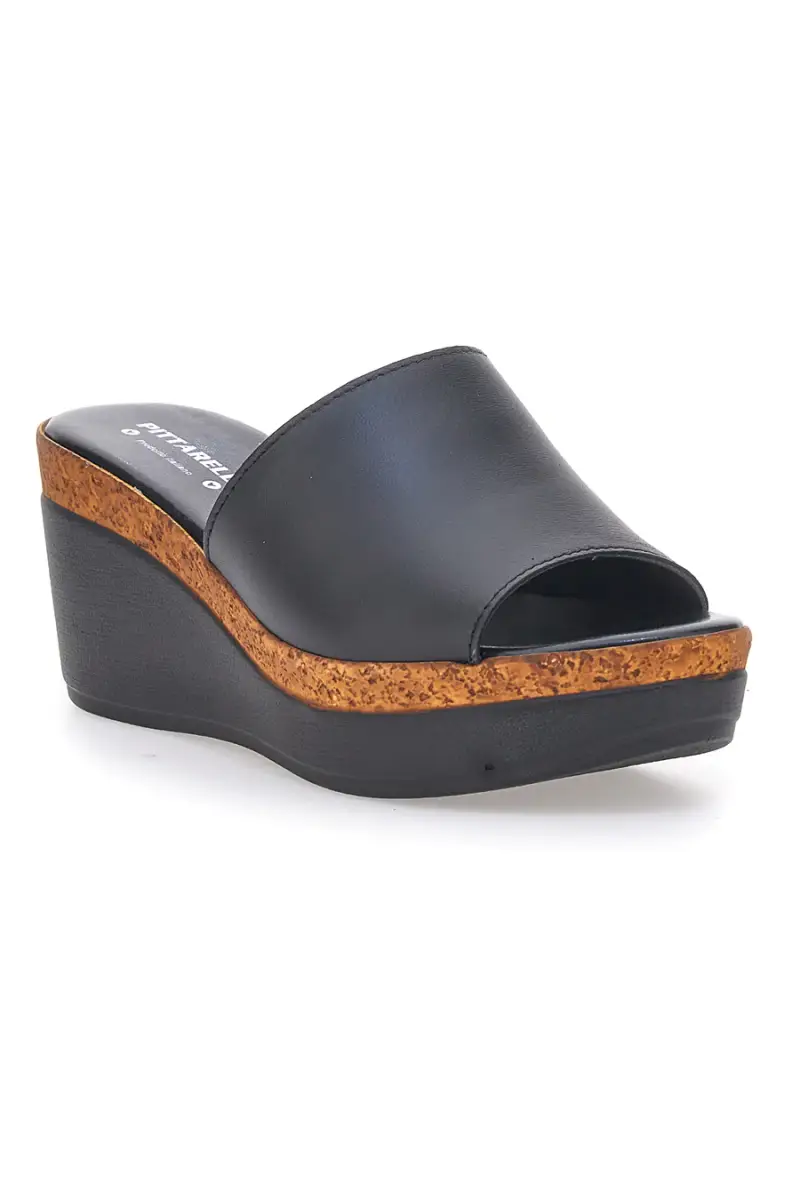 Ciabatte Nere Con Zeppa con Fascia in Pelle PITTARELLO 28004525 [NERO] miniatura 3