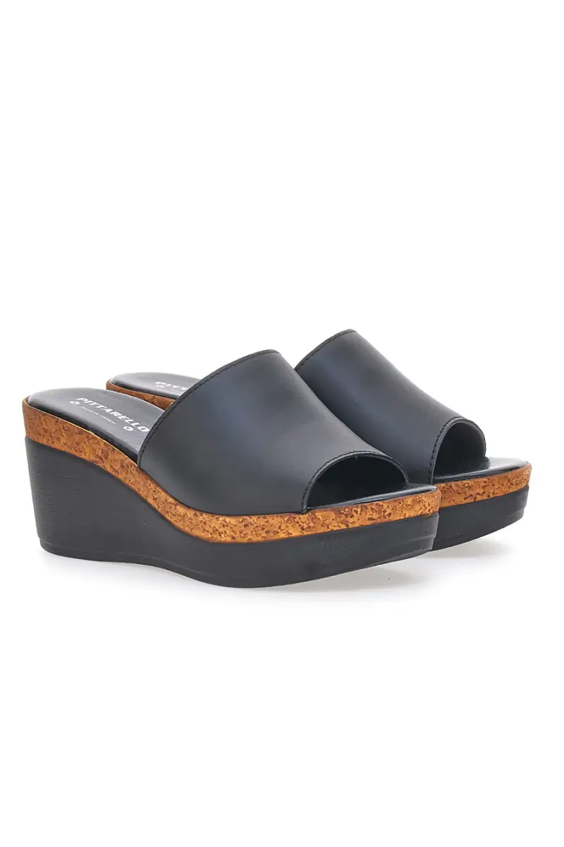 Ciabatte Nere Con Zeppa con Fascia in Pelle PITTARELLO 28004525 [NERO]