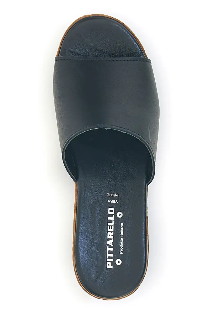 Ciabatte Nere con zeppa in vera pelle Made in Italy Pittarello 233170428 [NERO] miniatura 3