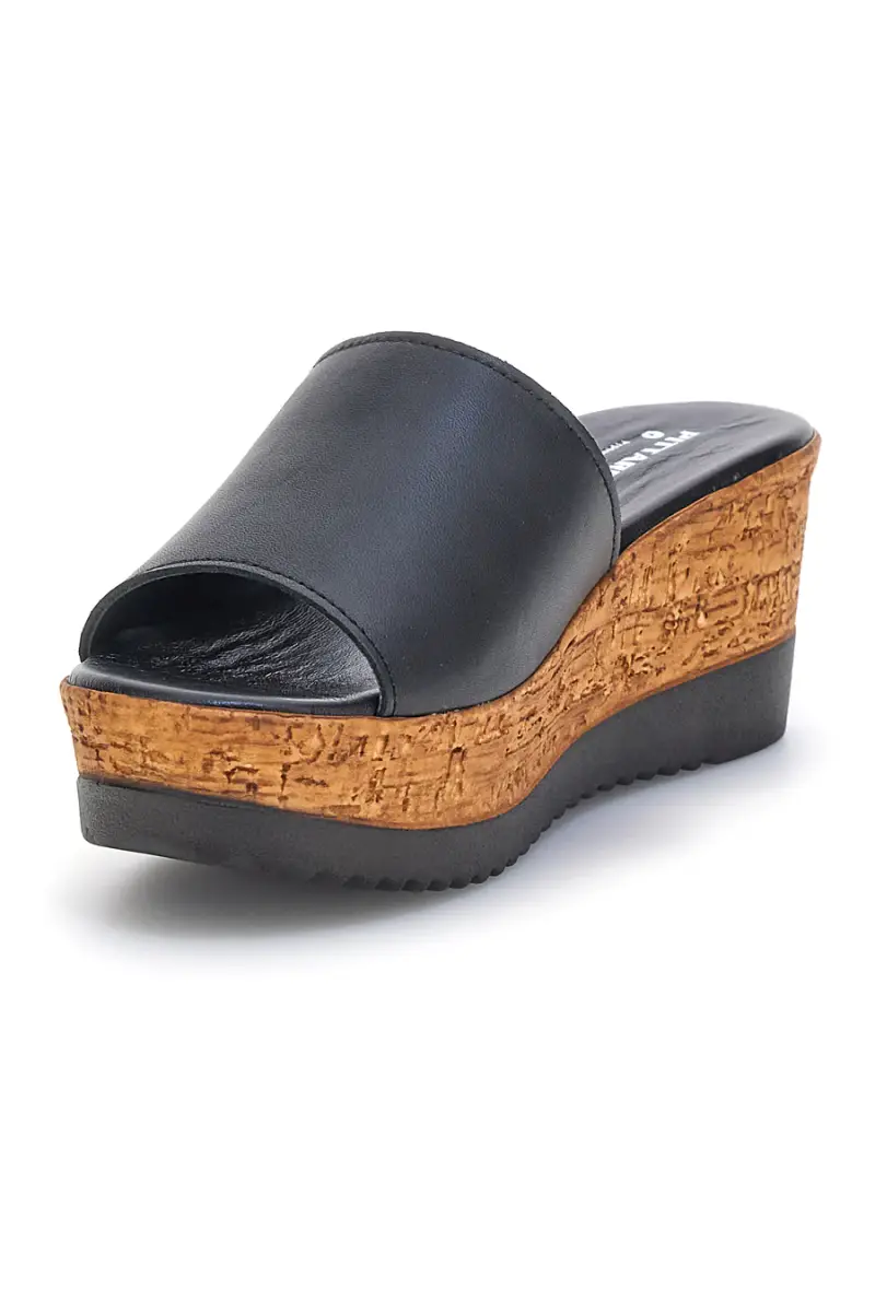 Ciabatte Nere con zeppa in vera pelle Made in Italy Pittarello 233170428 [NERO] miniatura 4