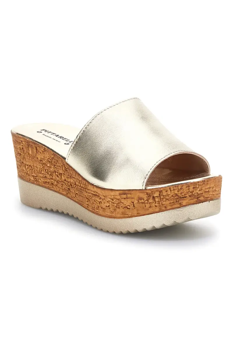 Ciabatte Oro con zeppa in vera pelle Made in Italy Pittarello 23317428 [ORO] miniatura 2