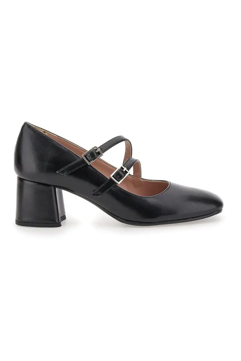 Décolleté Mary Jane nere con doppio cinturino Made in Italy PITTARELLO CLASS 716 [NERO]