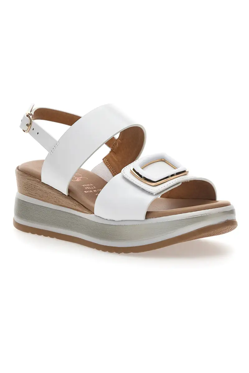 Sandali bianchi con zeppa fibbia decorativa Pittarello Class 19235 [BIANCO] miniatura 2