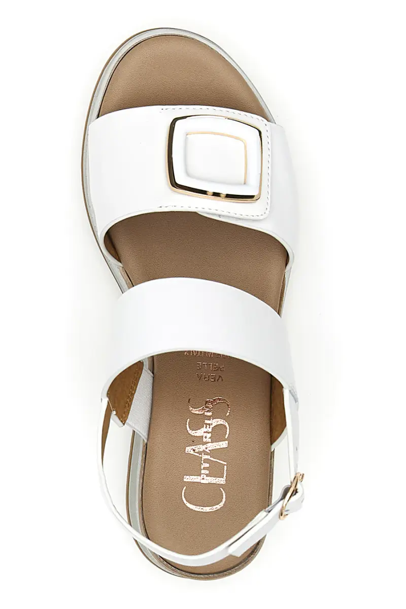 Sandali bianchi con zeppa fibbia decorativa Pittarello Class 19235 [BIANCO] miniatura 3