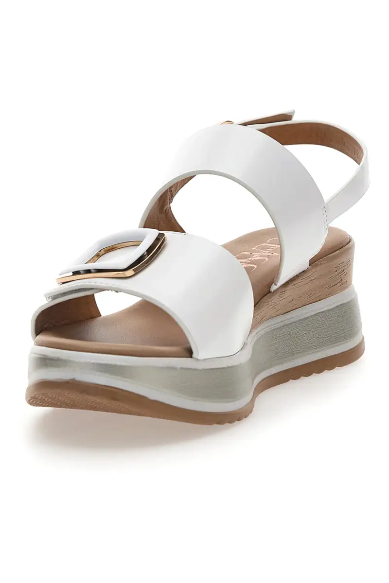 Sandali bianchi con zeppa fibbia decorativa Pittarello Class 19235 [BIANCO] miniatura 4