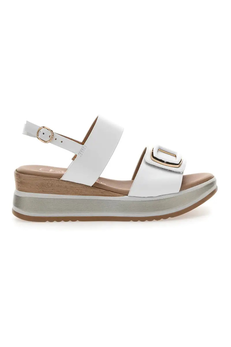 Sandali bianchi con zeppa fibbia decorativa Pittarello Class 19235 [BIANCO]