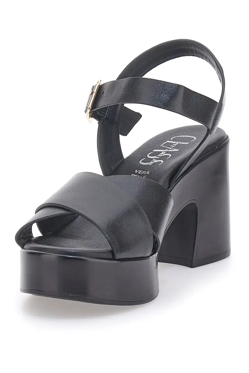 Sandali neri con plateau e cinturino Made in Italy Pittarello Class 57246 [NERO] miniatura 3